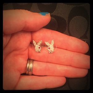 Playboy bunny studs -red eye
